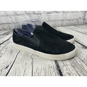 Vionic Black Perforated Suede Slip-On Sneakers with White Sole